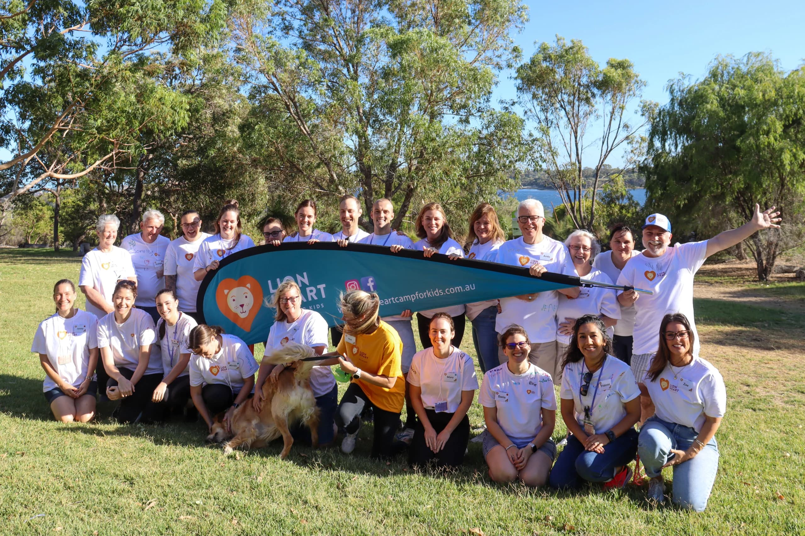 Volunteers supporting grieving families at Lionheart Camp for Kids